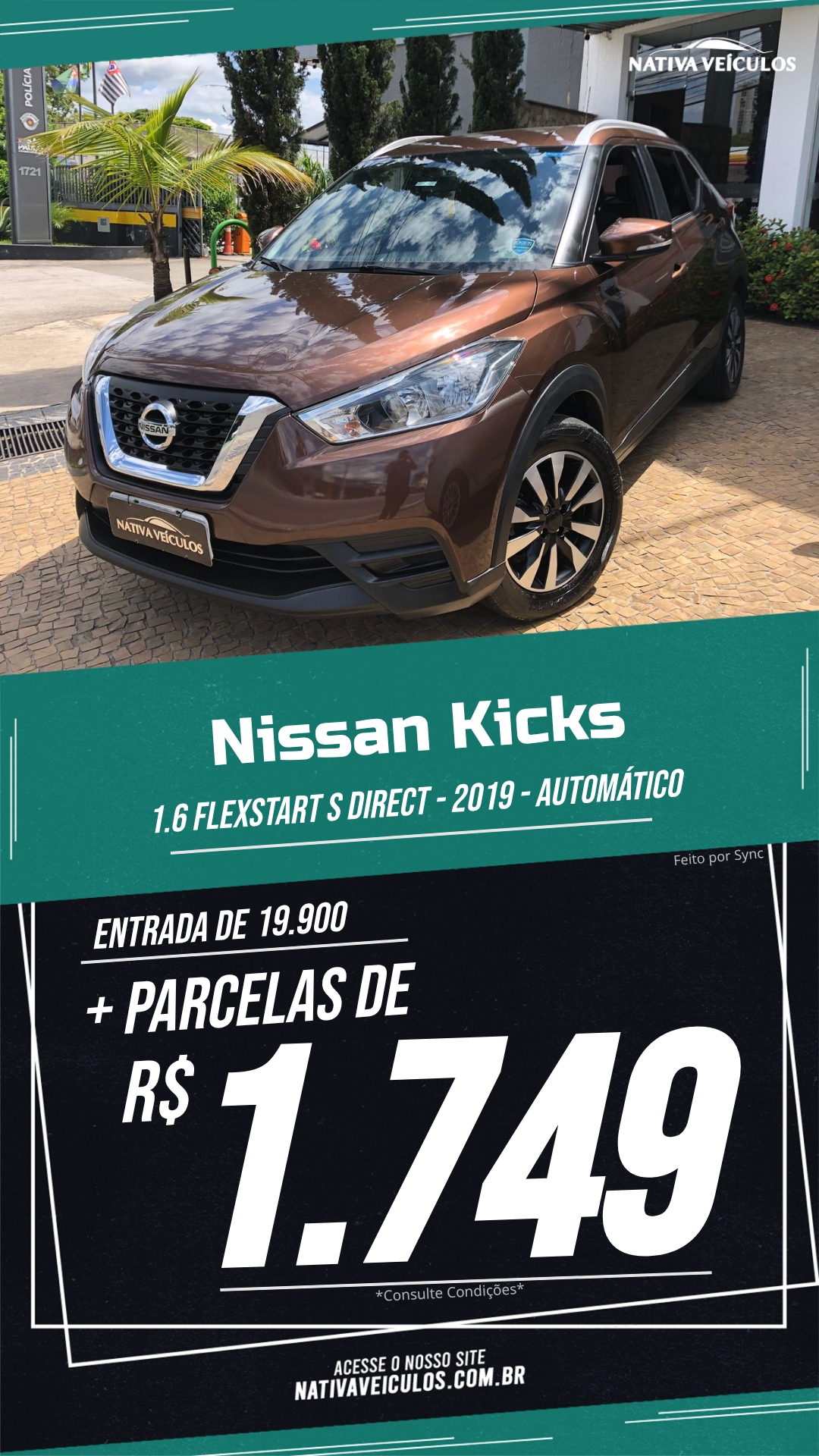 Exemplo de arte automática em Reel para loja de veículos (modelo 8)